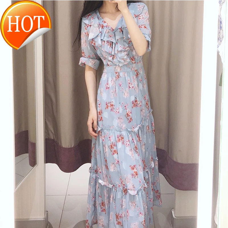 

Dress women's summer 2021 new French minority gentle wind small fresh Floral Chiffon super Fairy Dress