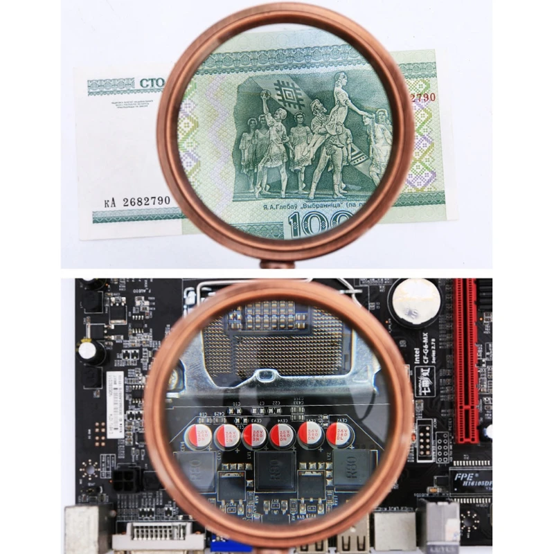 

Wood Handle Handheld Magnifier,10X Antique Handle Magnifier For Reading Y4QC