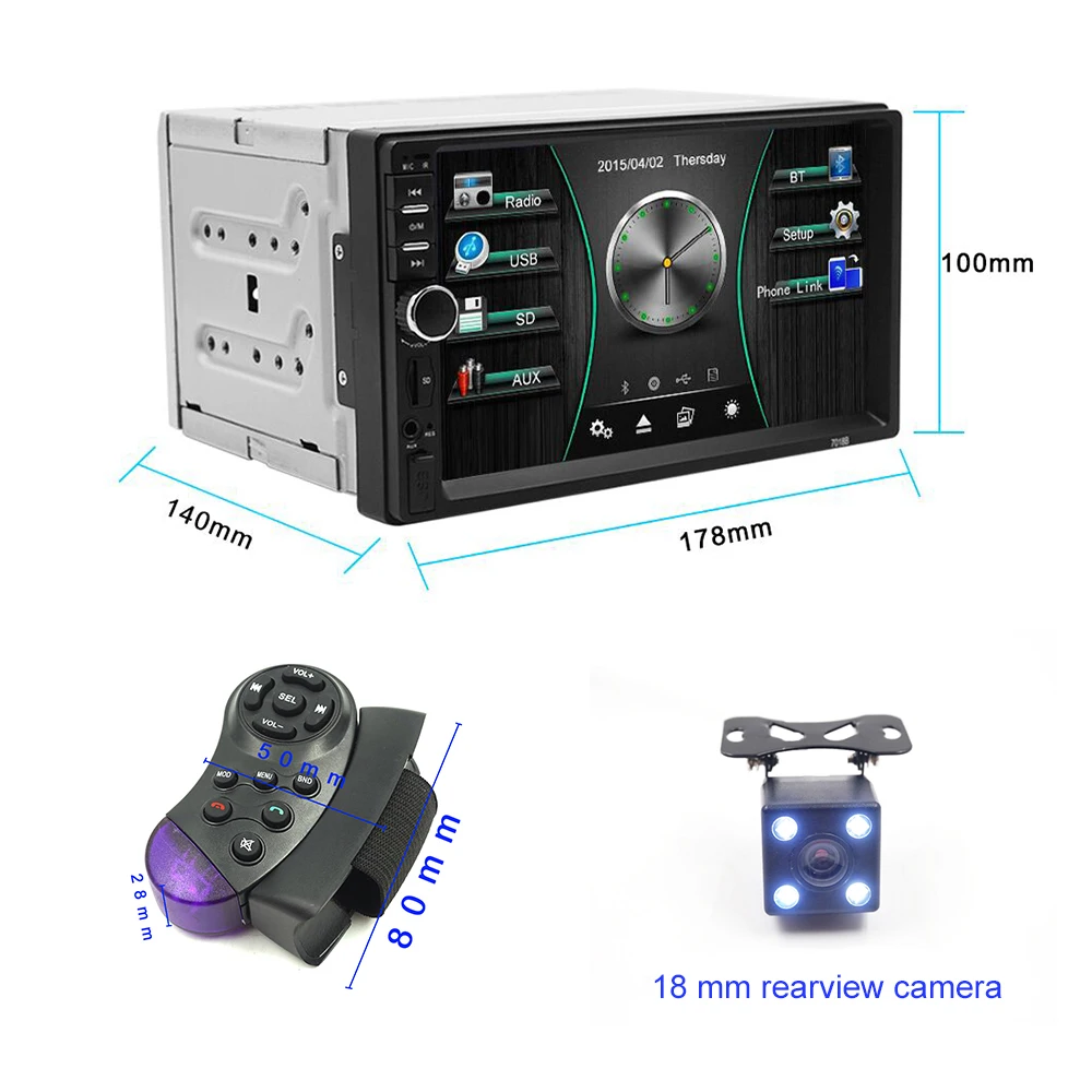 Автомагнитола Carsanbo 2 Din 7-дюймовый сенсорный экран стерео приемник Bluetooth FM mp5-плеер