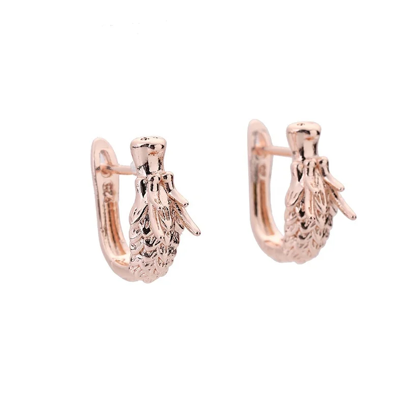 Индивидуальные серьги-кольца с головой дракона для мужчин и женщин золотые