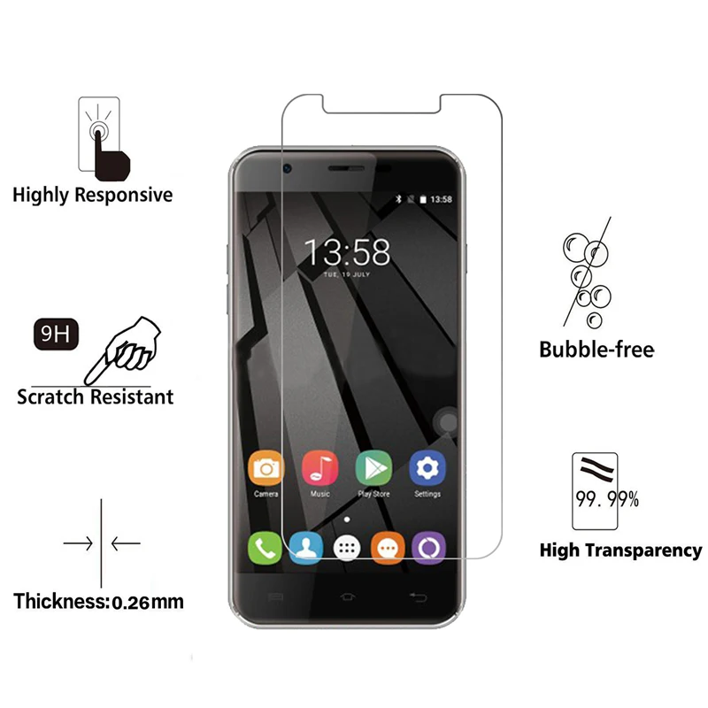 Защитное стекло закаленное 9H 2.5D для Oukitel U7 U11 U15 U15S U16 U18 U20 U22 U23 U25 Pro Max Plus|Защитные