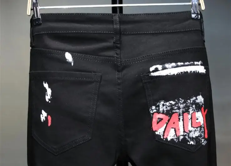 Printing jeans men's Джинсы 2021 autumn and winter new 3D three-dimensional stretch digital youth men's black tights