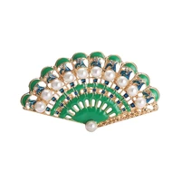 100pcslot New napkin ring pearl fan-shaped napkin buckle diamond alloy western napkin ring mat towel ring