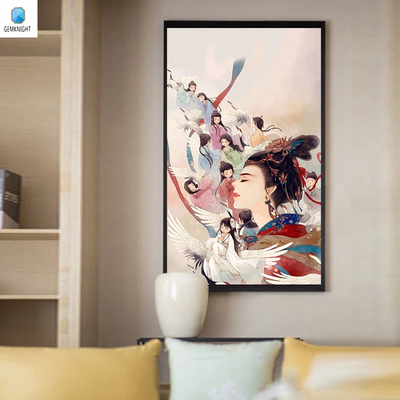 

Картина маслом «сделай сам» на холсте, украшение комнаты, цифровая картина, Неприкасаемые влюбленные, традиционная китайская Модульная кар...