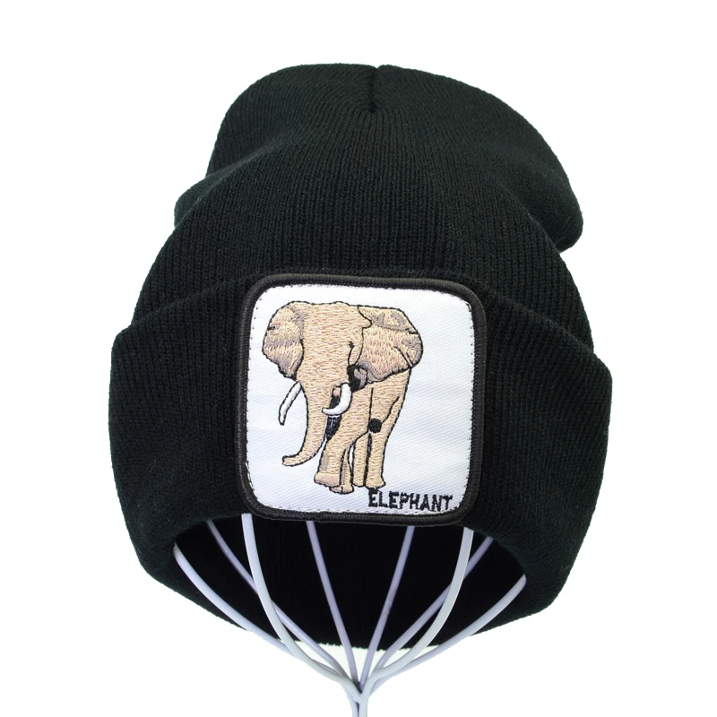 

animal Elephant Embroidery Knitted Hat Winter Warm Knitted Skullies Beanies for Men and Women Cartoon Beanie Cap outdoor ski cap
