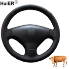Ручной швейный чехол рулевого колеса автомобиля Volant Топ коровья кожа funda Volante для Peugeot 206 2007 2008 2009 Peugeot 207 Citroen C2