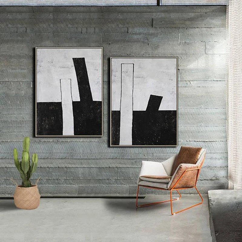 

Abstract Painting Canvas Art Geometric Painting Large Paintings on Canvas Black and White Set of 2 Painting Home Decor Landscape