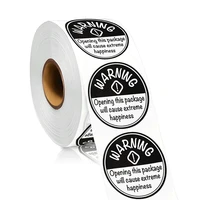 500pcs warning sticker for kids gift wrapping seals black white lovely extreme happiness warning self adhesive sticker rolls