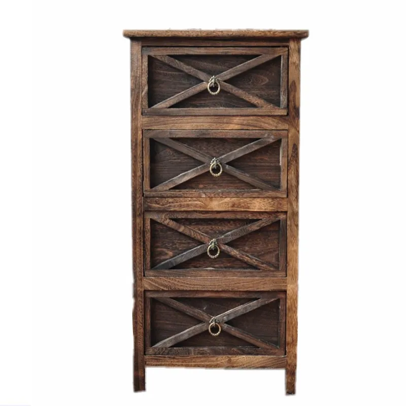 

Creative retro pastoral solid wood coffee table stable minimalist storage cabinet anti-detachment design desk