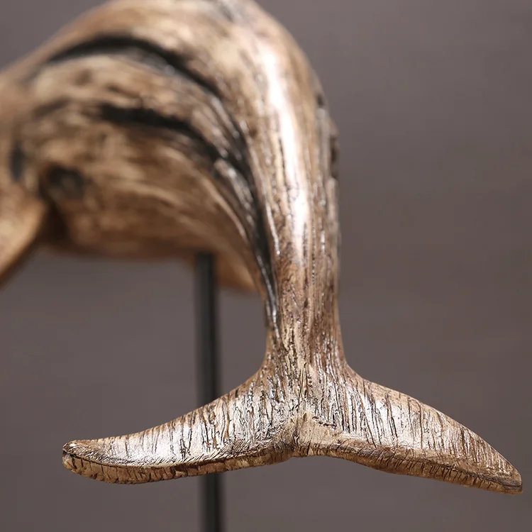 

New Mediterranean Resin Imitation Wood Effect Dolphin Crafts Home Decoration Ornaments