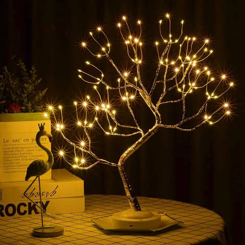 

LED Copper Wire Night Light Tree Fairy Lights Home Decoration Night Lamp For Bedroom Bedside Table Lamp USB And Battery Operated