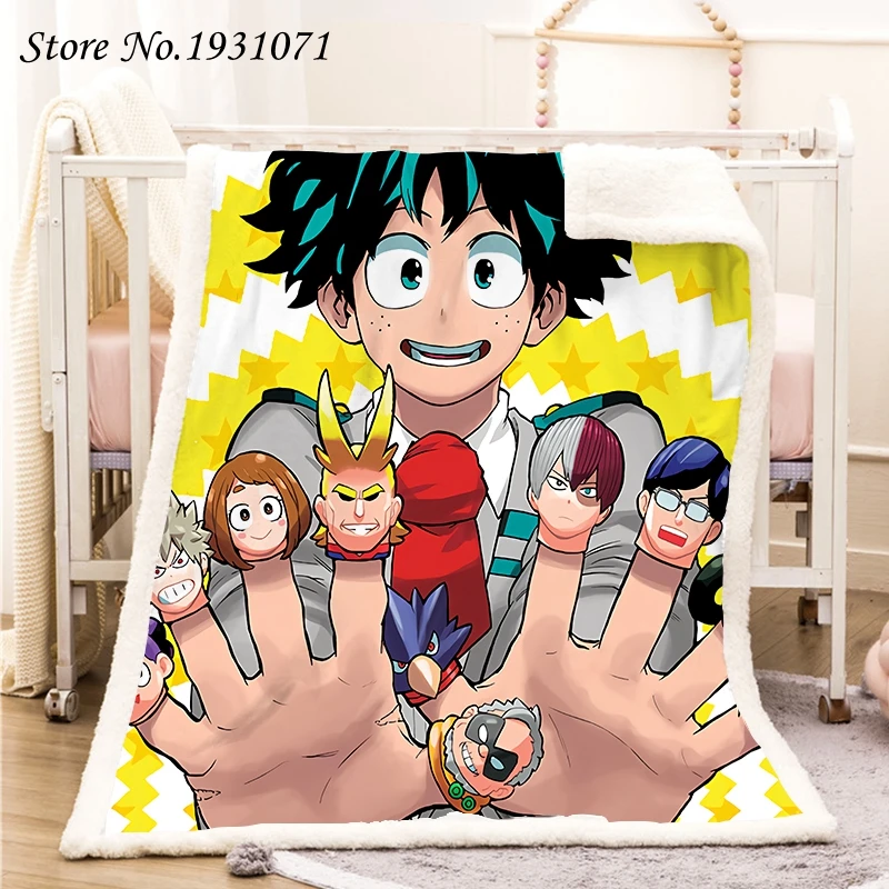 Флисовое одеяло с 3D принтом аниме Моя геройская Академия толстое для кровати