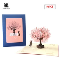 10 Pack Cherry Tree 3D Pop-Up Flowers Card for Anniversary Gifts Valentine‘s Day Birthday All Occasions Christmas Greeting Cards