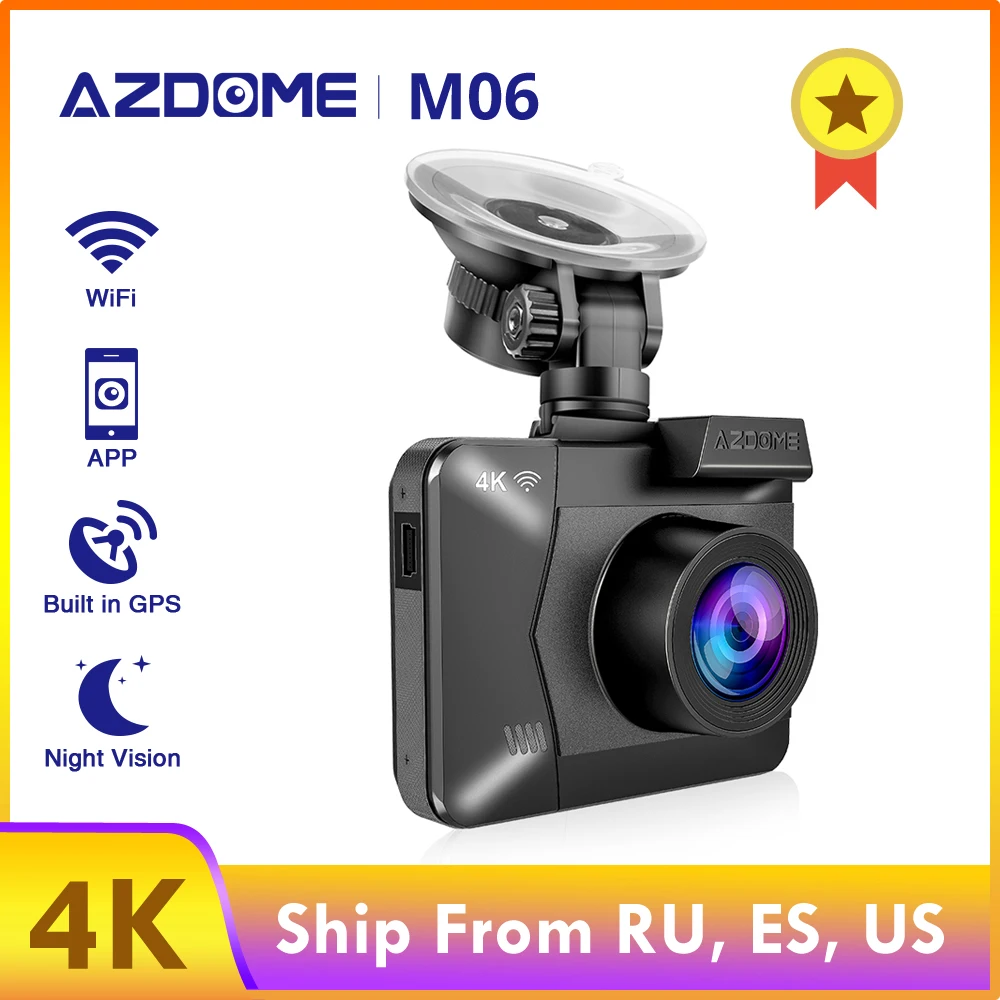 AZDOME M06 4K Автомобильный видеорегистратор Bulit in GPS зеркальный 1080P камера заднего