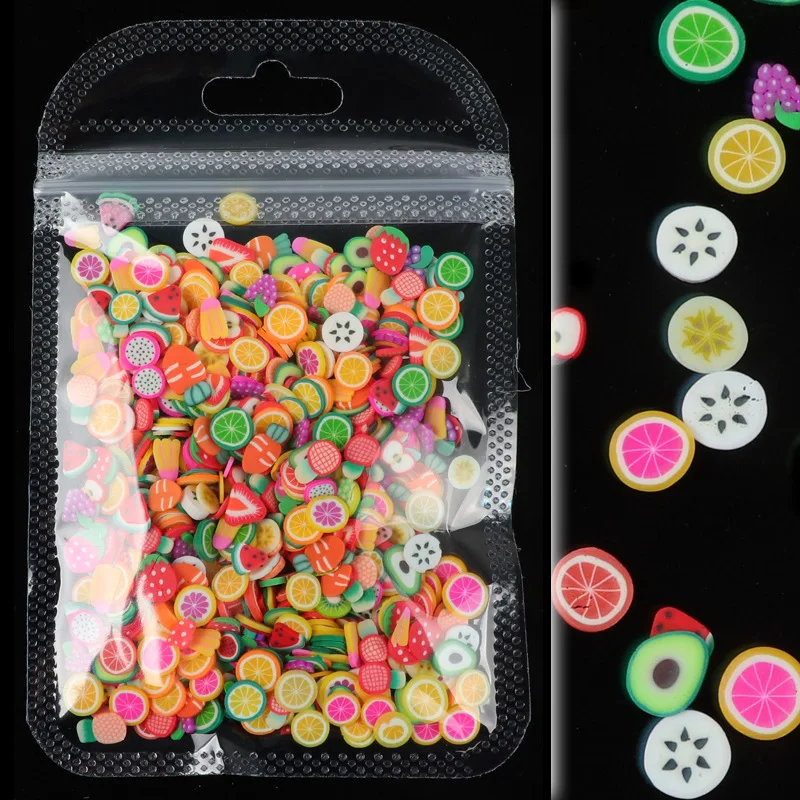 Фото 3D Красочные крошечные фруктовые ломтики блестки для ногтей - купить