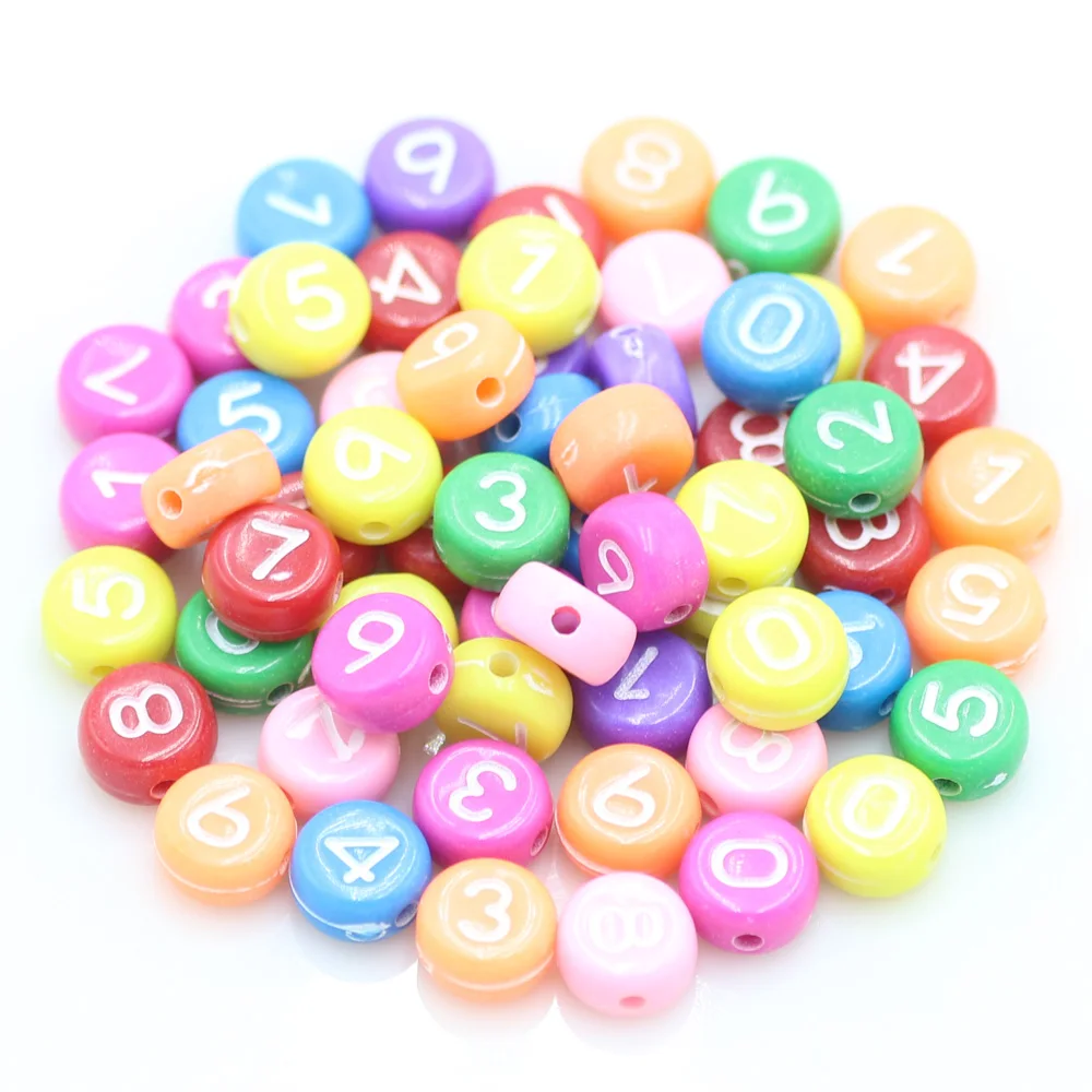 

200Pcs Mixed Square Acrylic Letter Beads Round 6mm Charms Loose Heart Number Beads For Jewelry Making DIY Bracelets Accessories
