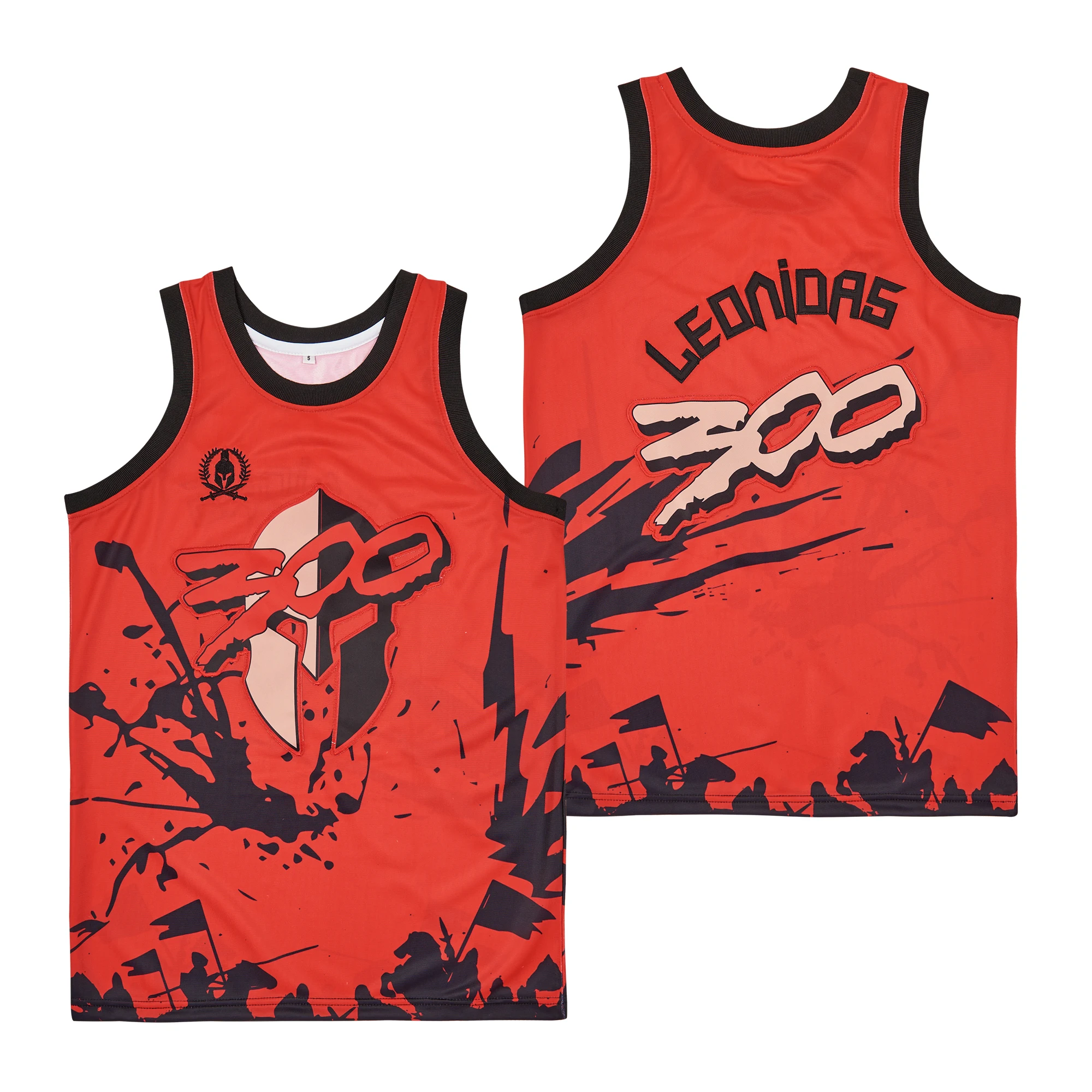 

BG basketball jersey knight 300 LEONIDAS Jerseys Embroidery sewing printing Outdoor sportswear Hip-hop summer Red jerseys