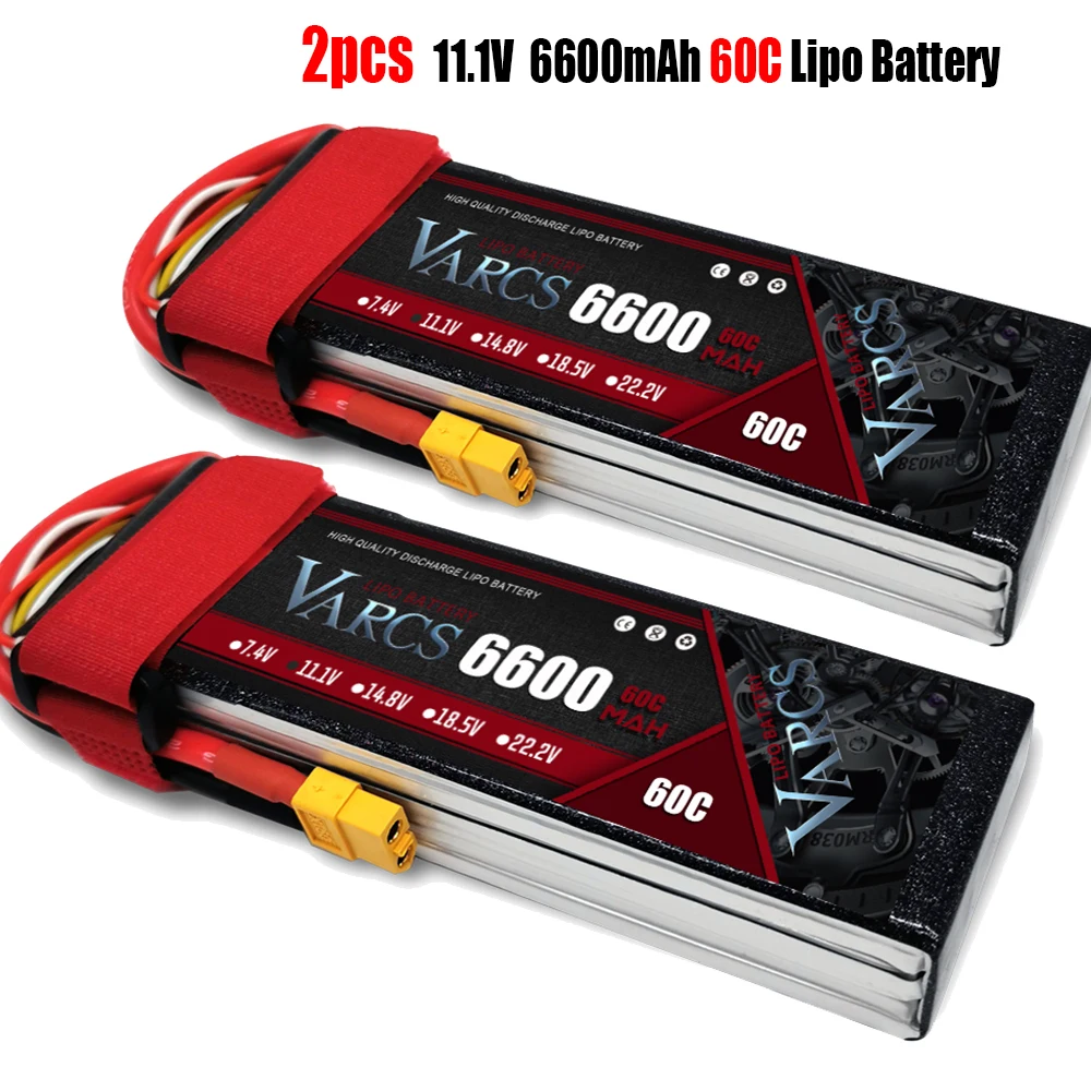 2PCS VARCS  Lipo Batteries 2S 7.4V 11.1V 14.8V 22.2V 6600mAh 60C/120C for RC Car Off-Road Buggy Truck Boats salash Drone Parts enlarge