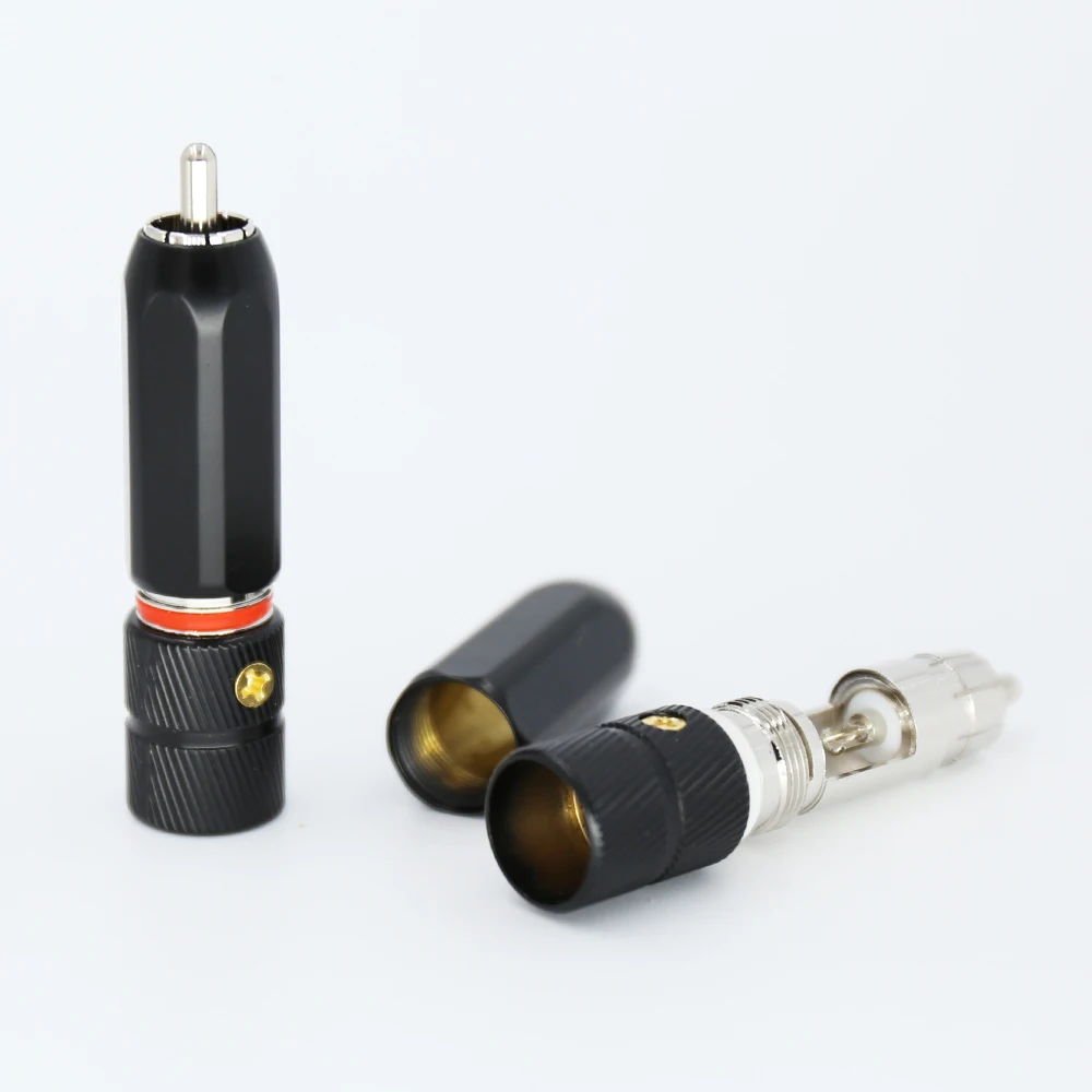 4PCS HIFI screw locking Rhodium Plated RCA Plug Phono Copper Connector | Электроника