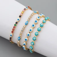 lucky eye copper beads blue turkish evil eye bracelet braided rope adjustable rainbow bracelet for women girls fashion jewelry