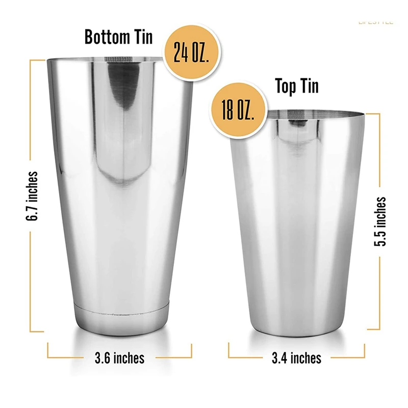 

Boston Cocktail Shaker,18Oz Boston Shaker Set,Martini Shaker,Easy To Clean Bartender Kit,Drink Shaker/Drink Mixer