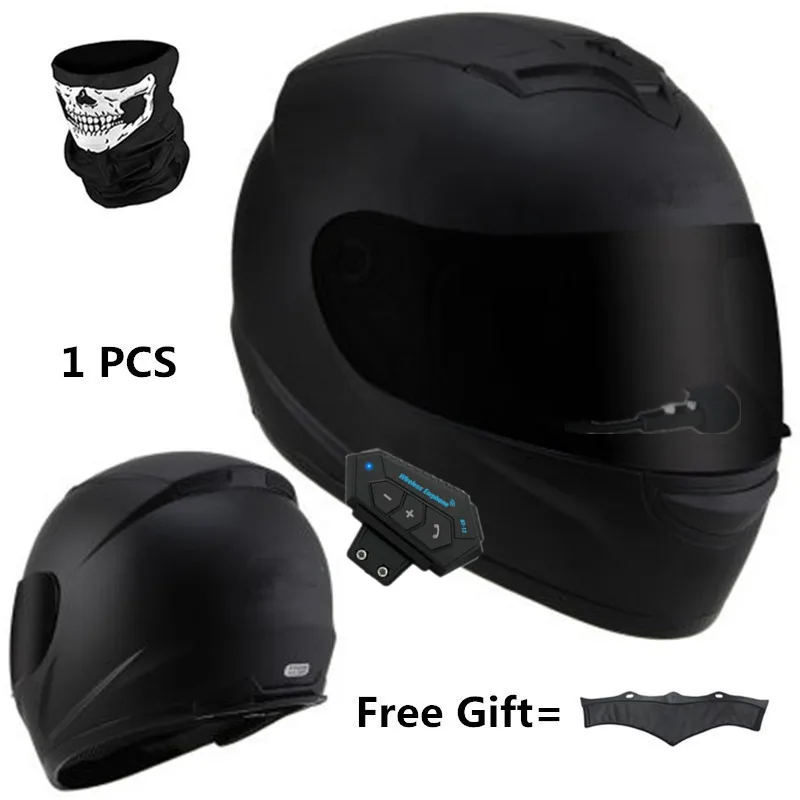 Bluetooth-compatible Casco Moto Motorcycle Full Face Safe Helmet Moto Motorbike Helmets Matte Black S to XXL Size enlarge