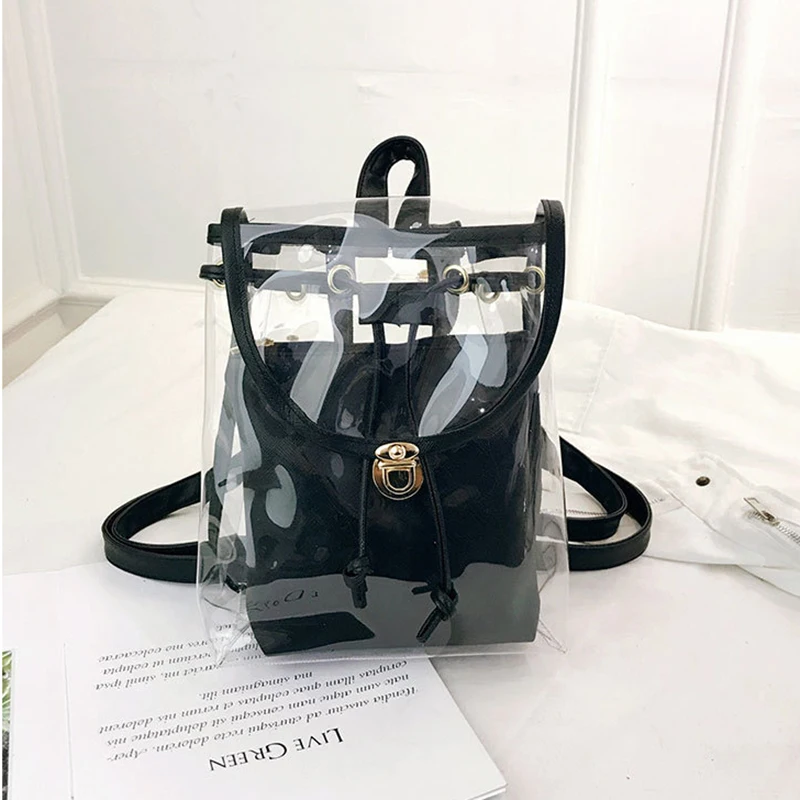 Летний Прозрачный женский рюкзак желеобразный школьный повседневные школьные