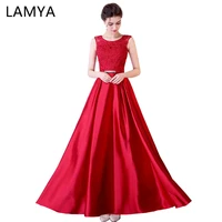 lamya long satin a line evening dresses for pregnant vintage plus size prom party gowns red lace formal gown robe de soire