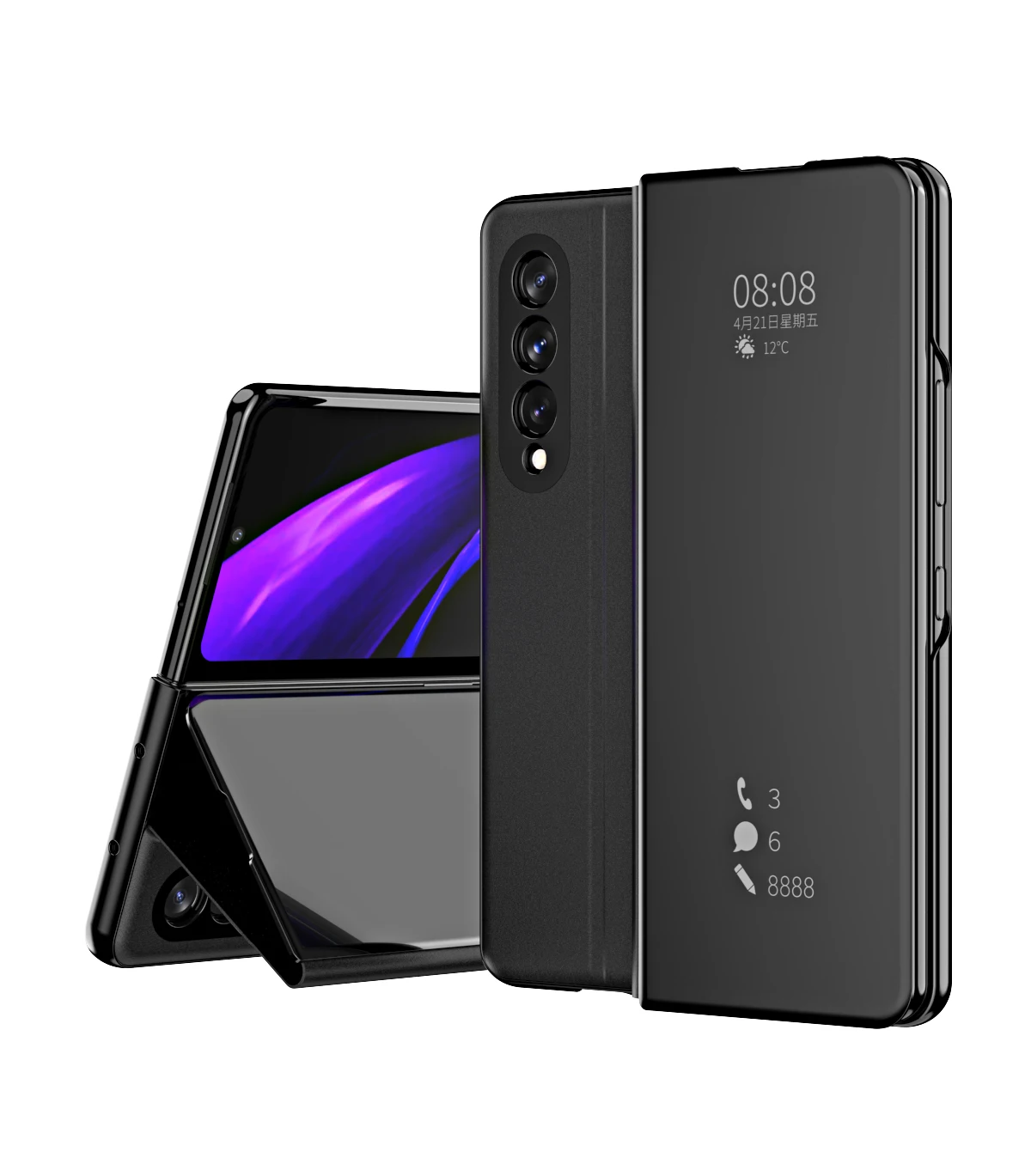 Coque Z Fold 4 3 5G Funda Flip Case For Samsung Galaxy Z Fold 2 W21 Mirror Clear View PU Leather Shell Phone Case Cover W22 Capa