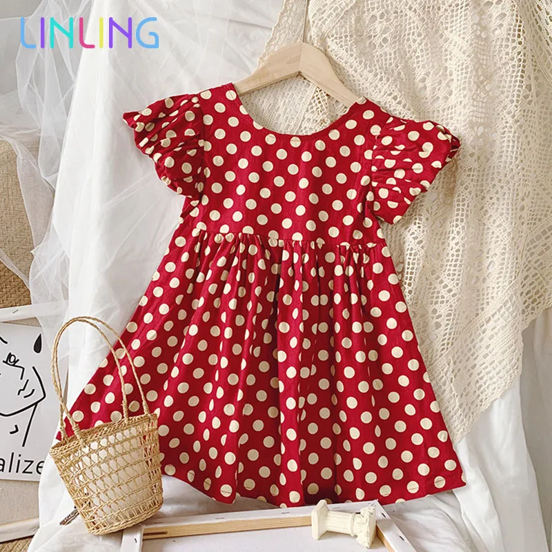 Платье для девочек летнее Новое Хлопковое платье с открытой спиной маленьких