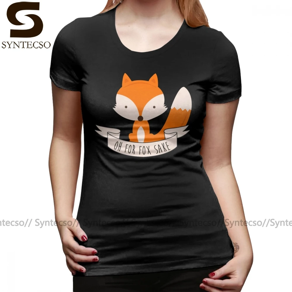 Симпатичная футболка о для Fox саке графический и o-образным вырезом женская