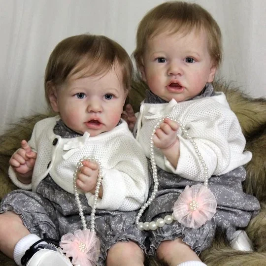 

22" Lifelike Reborn Twins Realistic Reborn Baby Doll Twin Girls Saskia