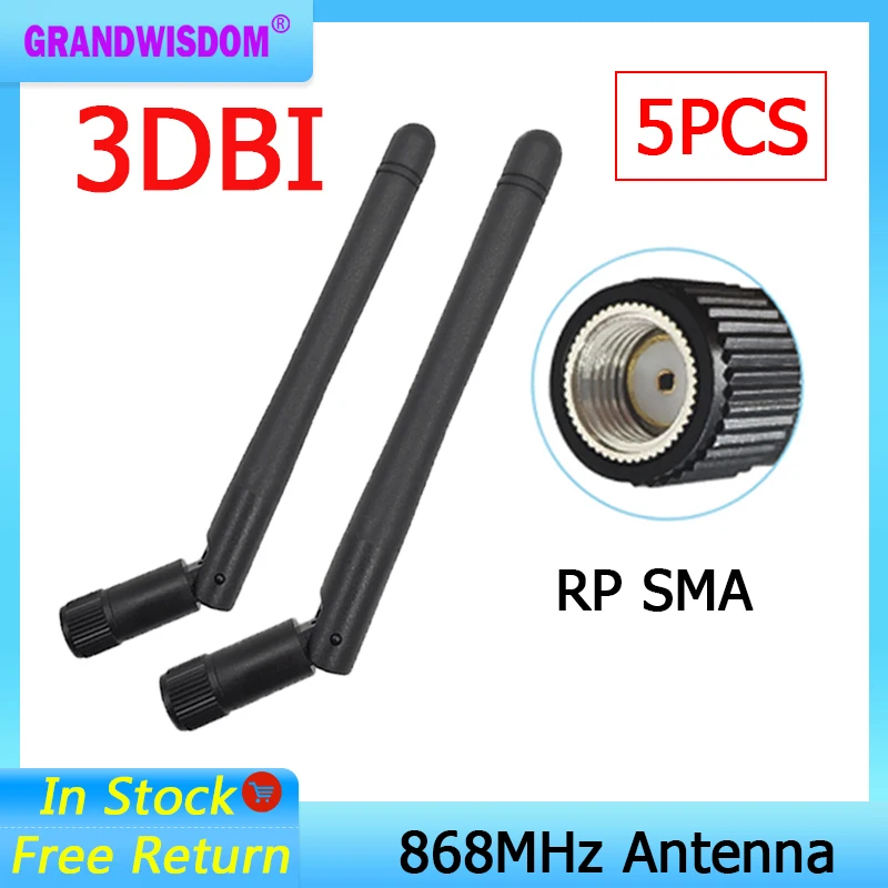 GRANDWISDOM 5pcs 868mhz antenna 3dbi sma female 915mhz lora antene pbx iot module lorawan signal receiver antena