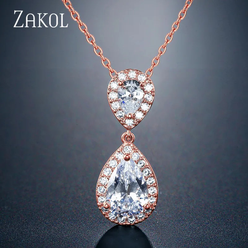 ZAKOL/элегантные серьги-капельки из кубического циркония высокого качества