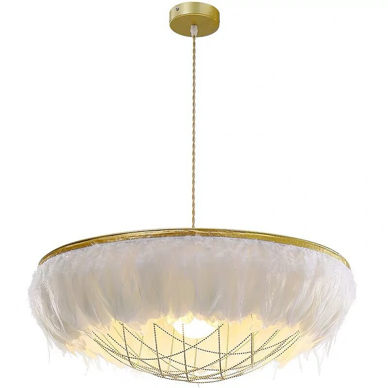 Свадебное украшение светильник с серым пером круглая светодиодная подвесная