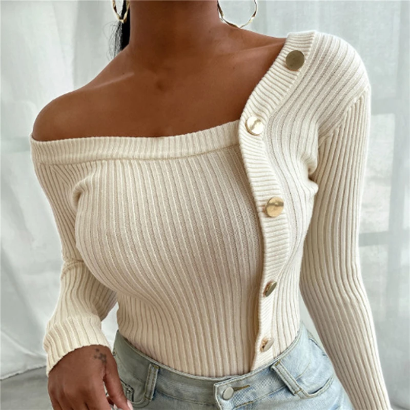 

Autumn Ladies All-match Sweater Single-breasted Knitted Cardigan Long Sleeve Chic Solid Color Top Women