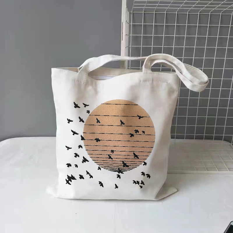 Женская Холщовая Сумка для покупок с художественным принтом хлопчатобумажная