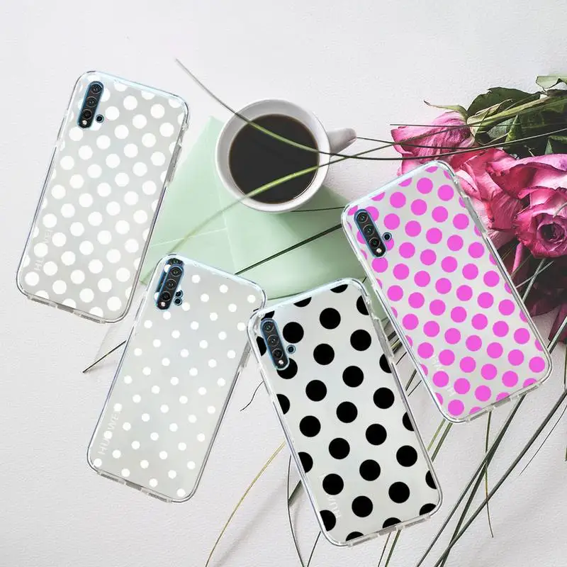 

Polka Dots PERSONALISED Phone Case Transparent for Huawei honor P mate Y 20 30 40 10 8 5 6 7 9 i x c pro lite prime smart