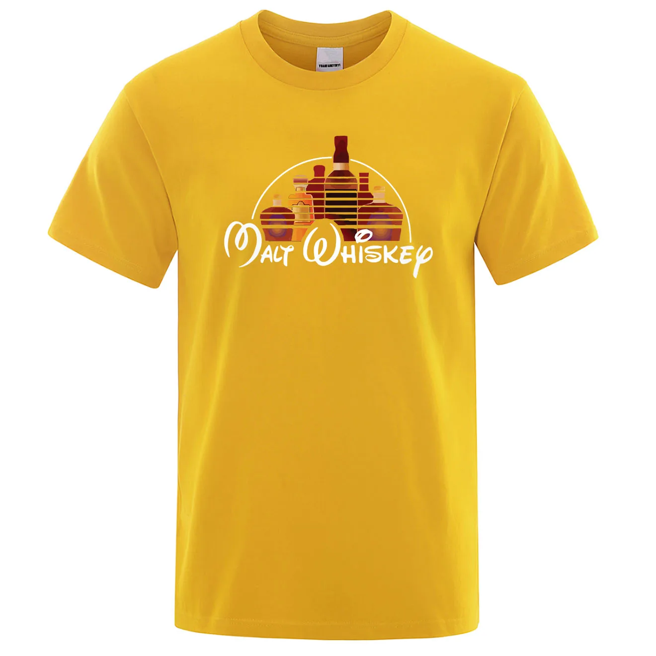 Новинка, летняя крутая Мужская футболка с коротким рукавом и надписью «Malt Whiskey», хлопковая Футболка с круглым вырезом, уличная одежда, топы