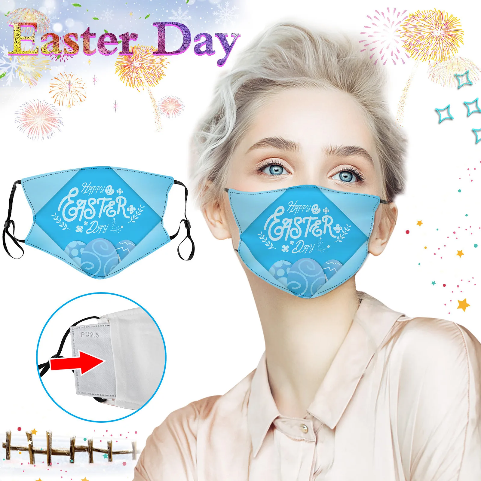 Одноразовые нетканые маски для лица на пасхальную тему модные моющиеся дышащие