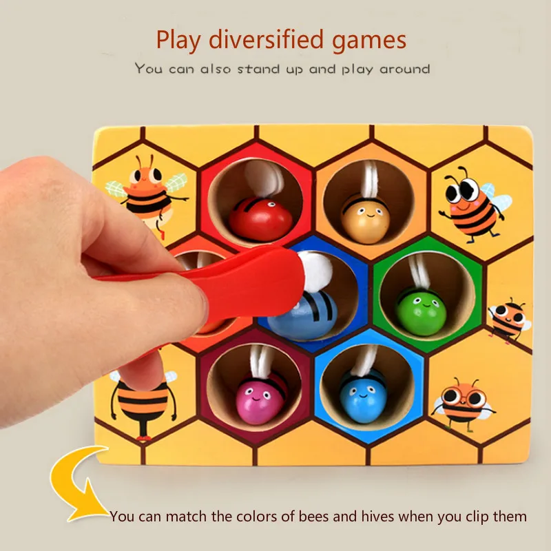 

Montessori Early Education Beehive Game Teaching Aids Grasp Diligent Little Bee Color Cognition Parent-child Toysearly Cognition