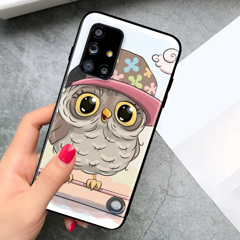 

Lovely Animal Owl for Samsung A9 A8 A8S A7 A6 A6S A5 A3 A750 Plus Star 2018 2017 2016 Black Phone Case