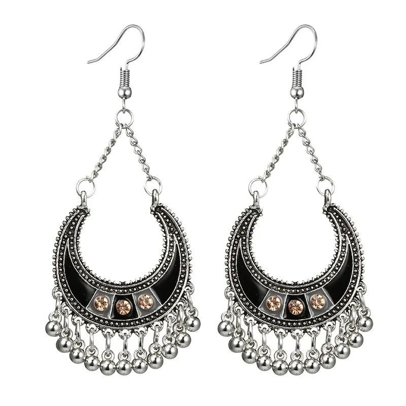 HuaTang в этническом стиле Цвет золотистый серебристый длинные серьги для женщин