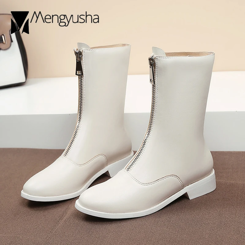 Брендовые Сапоги на молнии женские короткие сапоги с застежкой молнией спереди