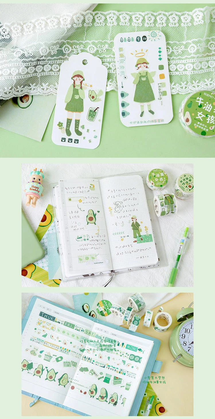 1 шт. авокадо серии васи клейкая лента DIY Скрапбукинг наклейка этикетка маскирующая лента студенческие канцелярские принадлежности