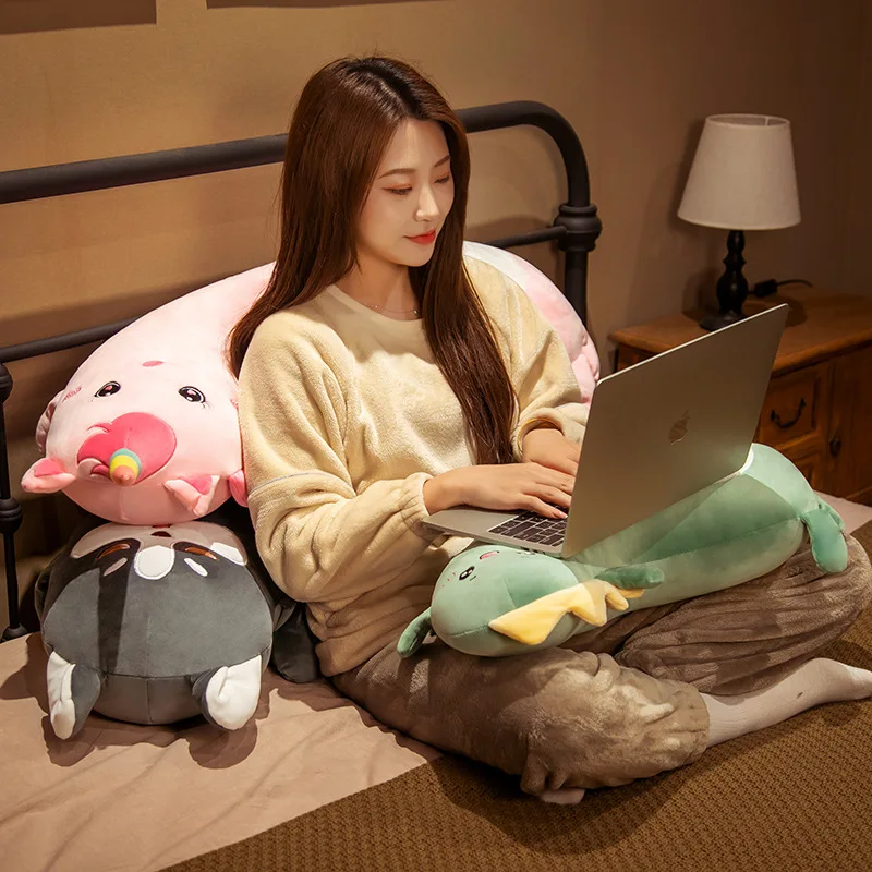 

60/120cm Kawaii Cushion Plush Unicorn Hamster Dinosaur Toys Stuffed Husky Pillow for Girls Home Indoor Carpet Sofa Cushion Decor