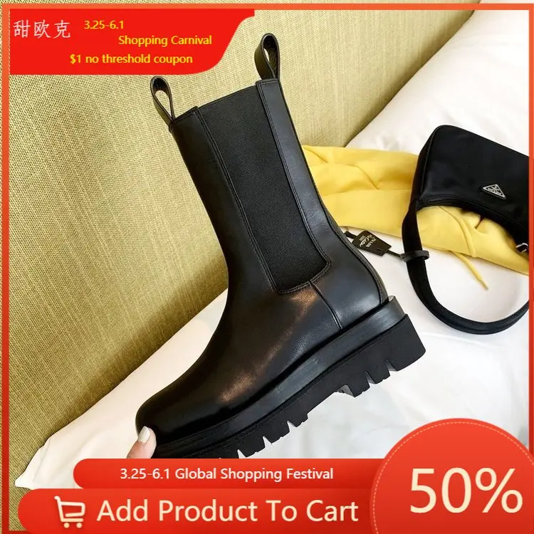 

Женские сапоги из натуральной кожи, роскошные брендовые сапоги на платформе, женские сапоги на массивном каблуке, женские сапоги, зимняя об...