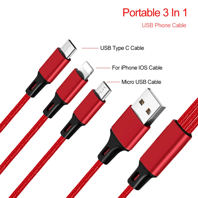 Musyue 3 в 1 USB кабель для iPhone samsung huawei Xiaomi usb type C кабель Micro USB кабель 3A телефонный кабель для iPhone 7 8 Plus XR