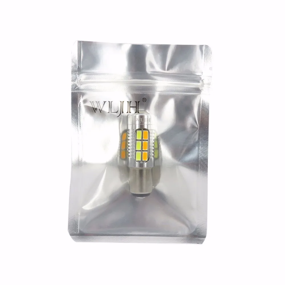 WLJH 2x1157 7440 7443 3157 светодиодный 5630 SMD линзы двойной Цвет белый янтарь горки авто DRL