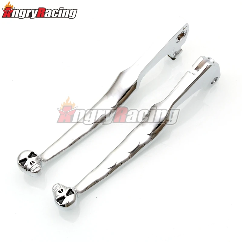 Хромированный/черный тормозной рычаг сцепления с черепом для Yamaha Virago XV 250 535 700 750